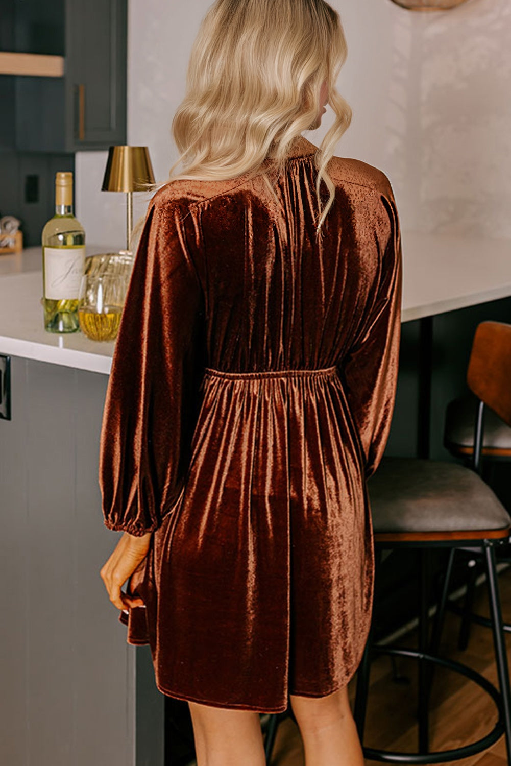 v neck mini dress