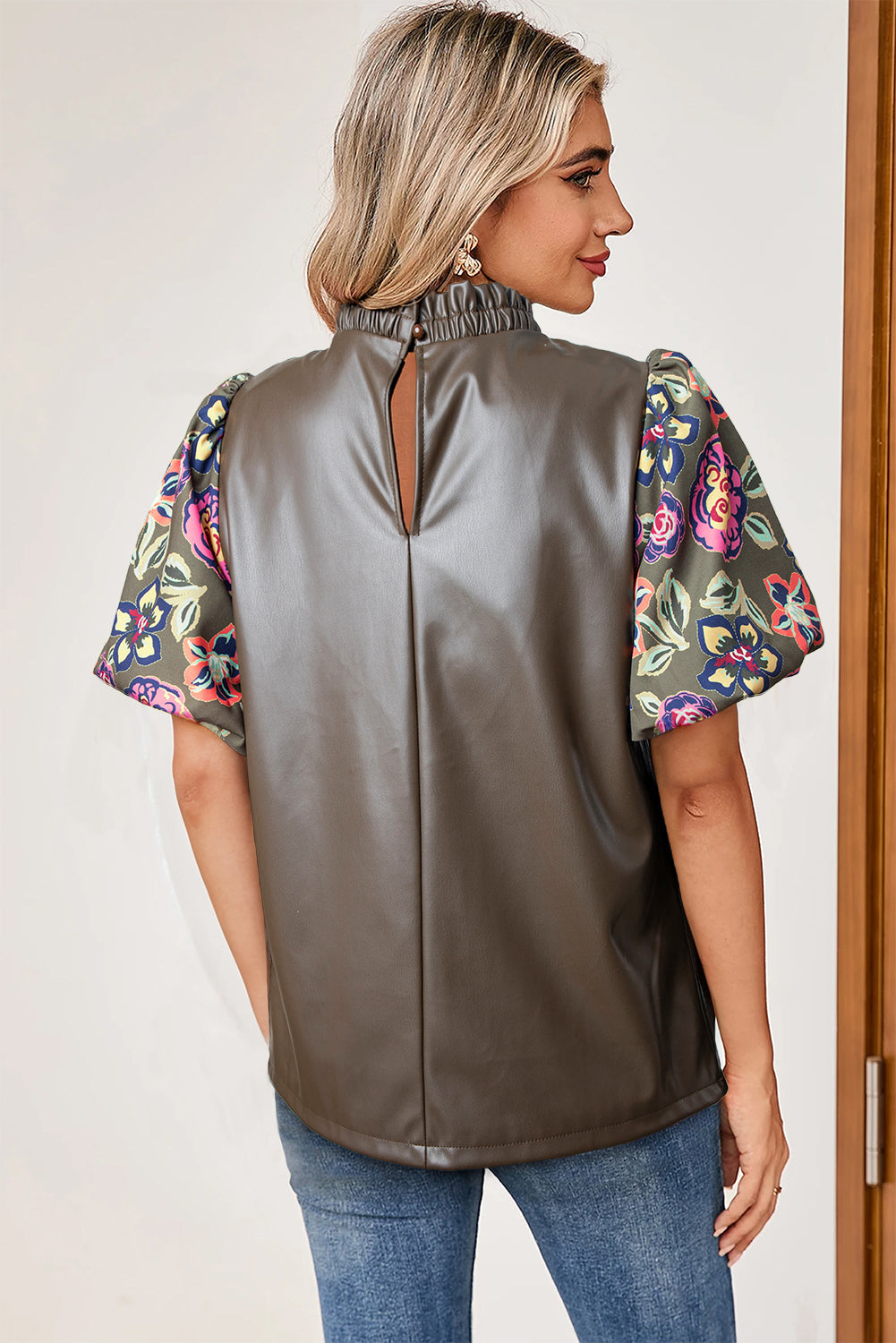floral puff sleeve top