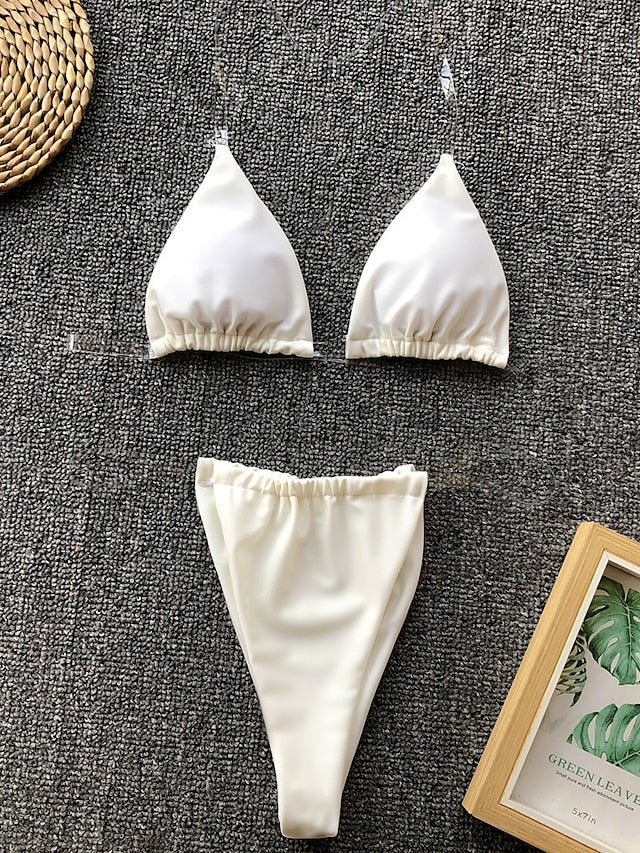 Thong Bikini Clear Straps Cheeky Brazilian Micro Thongs Bikinis Swimsuit for Women Sexy No Tan Line Bathing Suit - LuckyFash™