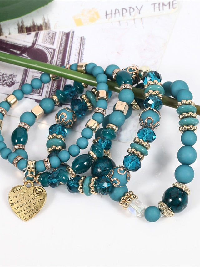 Women's Bracelets Ethnic Style Party Heart Bracelets & Bangles / Imitation Pearl / Black / Red / Fall / Winter - LuckyFash™