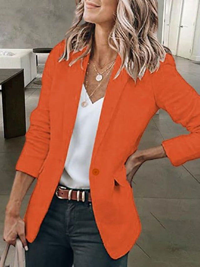 Women's Casual Blazers Clean Fit Open Front Long Sleeve Work Office Jackets Coat claret Dark Grey White Black Blue Traditional / Classic Daily Fall Buttoned Front Turndown Regular Fit S M L XL XXL - LuckyFash™