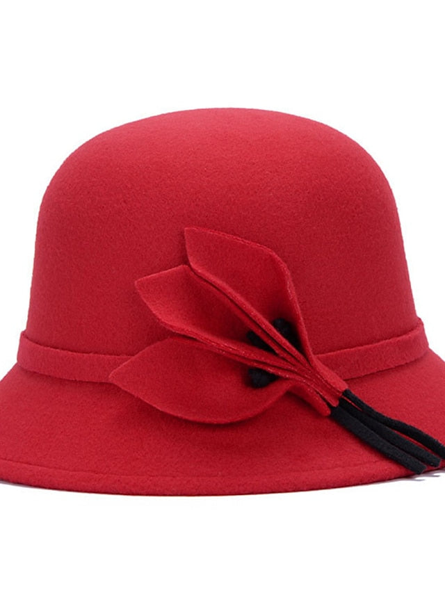 Women's Hat Fedora Hat Black Wine Fuchsia Outdoor Dailywear Holiday Floral Flower Portable Windproof Comfort - LuckyFash™