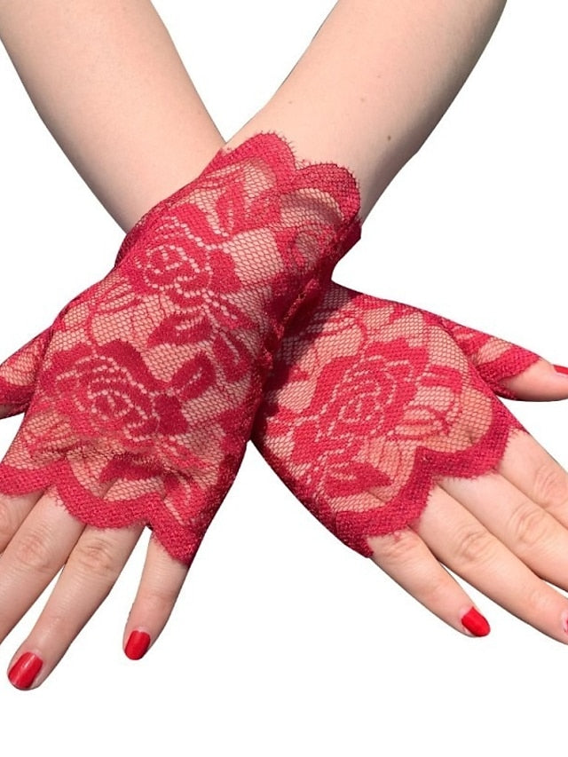 Women's Fingerless Gloves Lace Gloves Wedding Party Evening Gift Polyester Simple Bridal Gloves Sexy 1 Pair - LuckyFash™