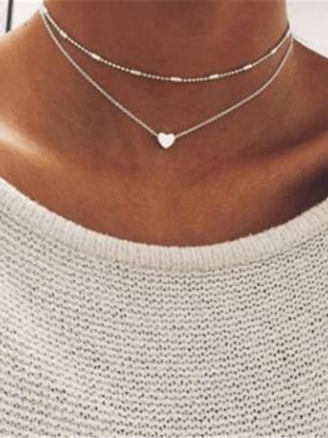 Women's necklace Chic & Modern Fashion Street / Multilayer Layered Heart Choker Necklaces/ Dailywear / Spring / Summer / Fall / Winter - LuckyFash™