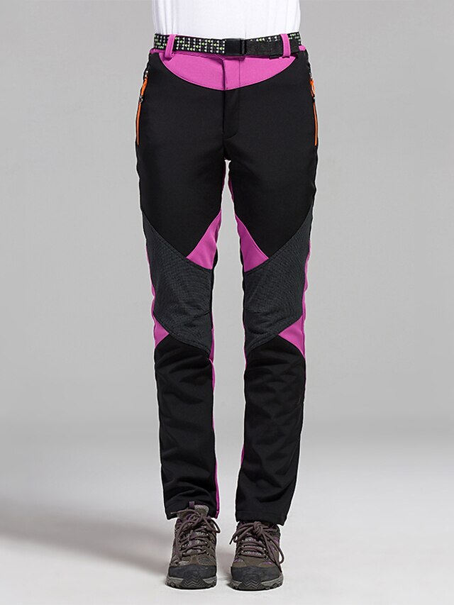 Women's Hiking Pants Trousers Fleece Lined Pants Softshell Pants Winter Outdoor Waterproof Windproof Thermal Warm Elastic Waist Fashion Bottoms Blue Red Skiing Camping Ski / Snowboard - LuckyFash™