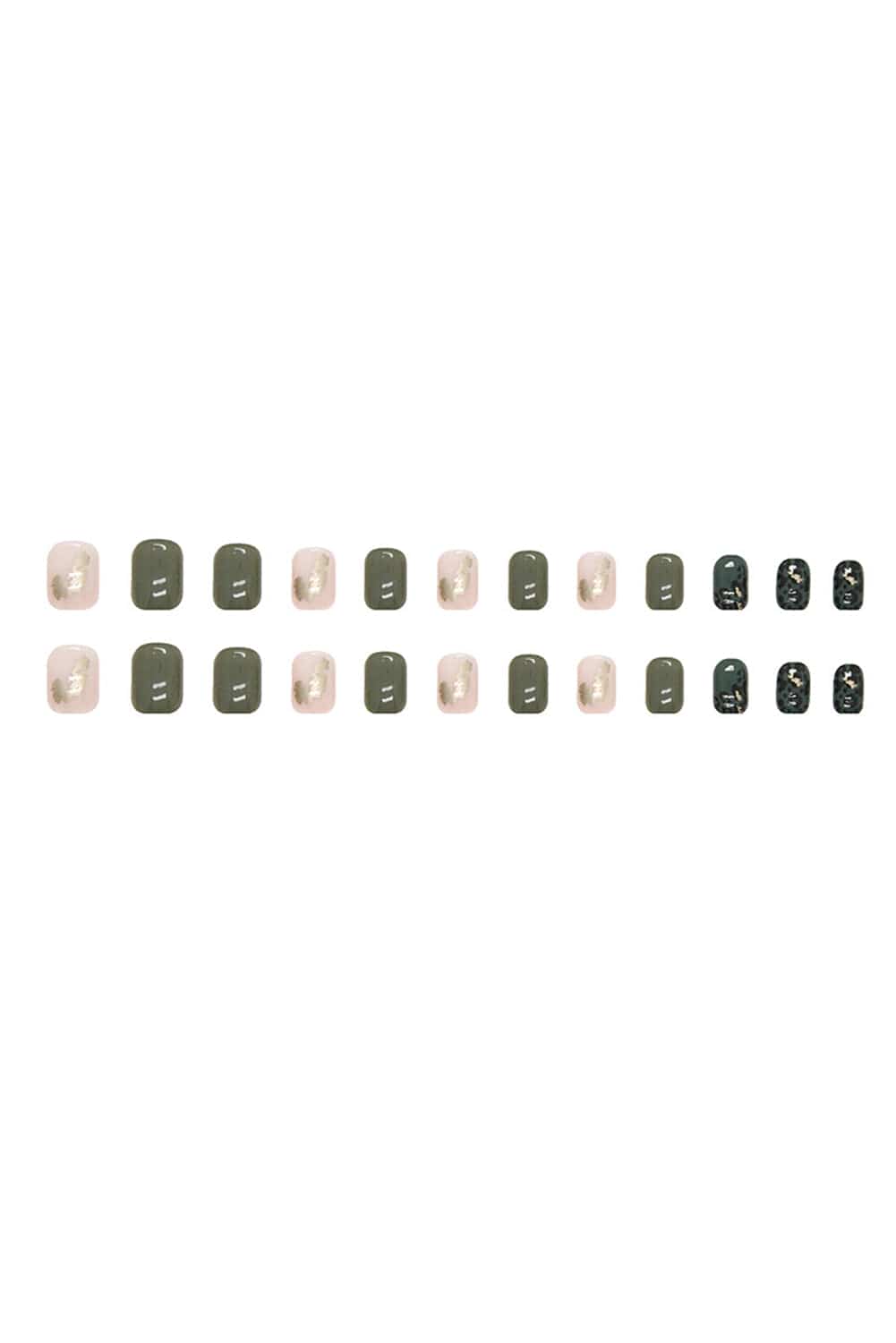 Blackish Green Fashion Foil Detail Nail Sticker Set