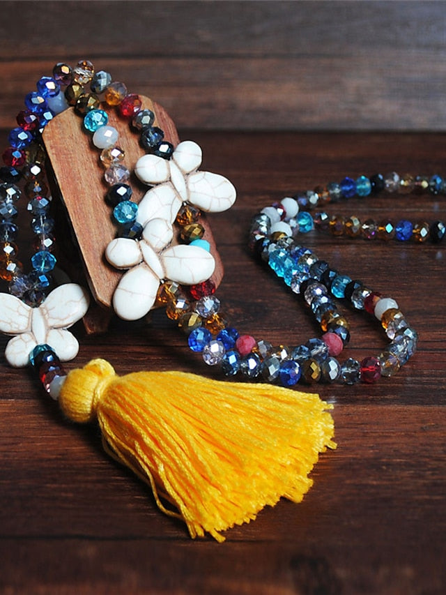 Women's necklace Chic Modern Street Butterfly Necklaces & Color Crystal Bohemia Sweater Necklace / Blue / Pink / Fall / Winter - LuckyFash™