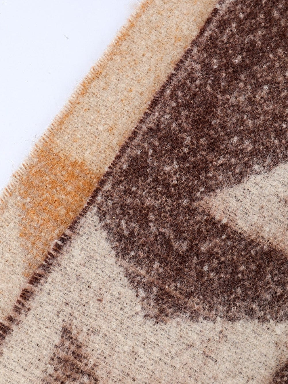 Brown Star Color Block Tasseled Oversized Winter Wrap