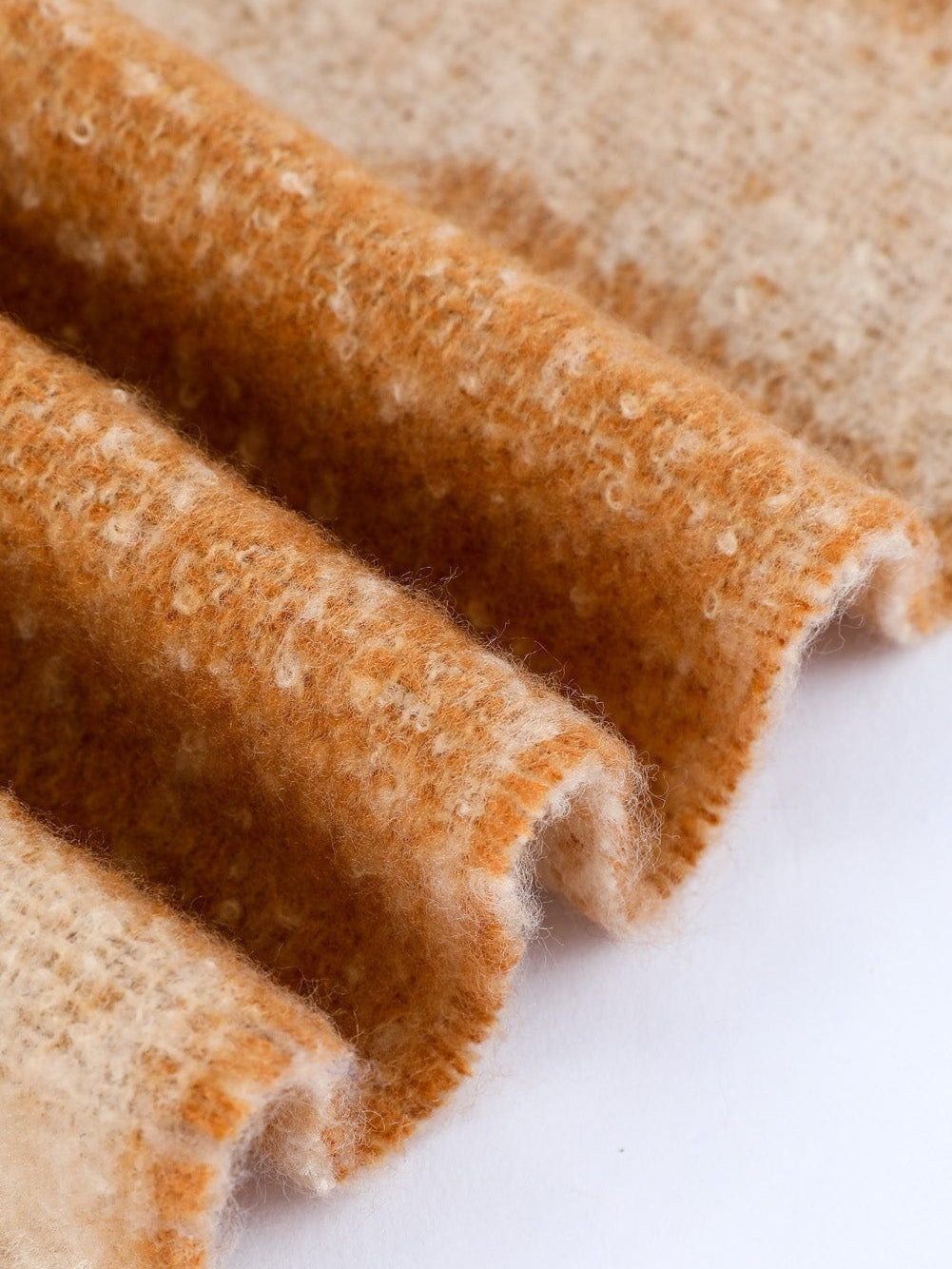 Brown Star Color Block Tasseled Oversized Winter Wrap