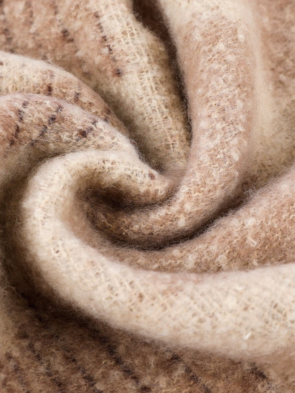 Brown Star Color Block Tasseled Oversized Winter Wrap