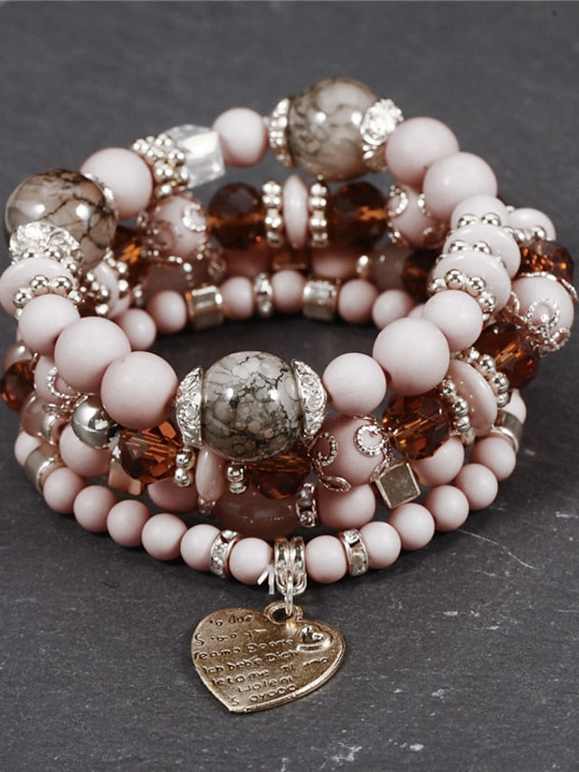 Women's Bracelets Ethnic Style Party Heart Bracelets & Bangles / Imitation Pearl / Black / Red / Fall / Winter - LuckyFash™