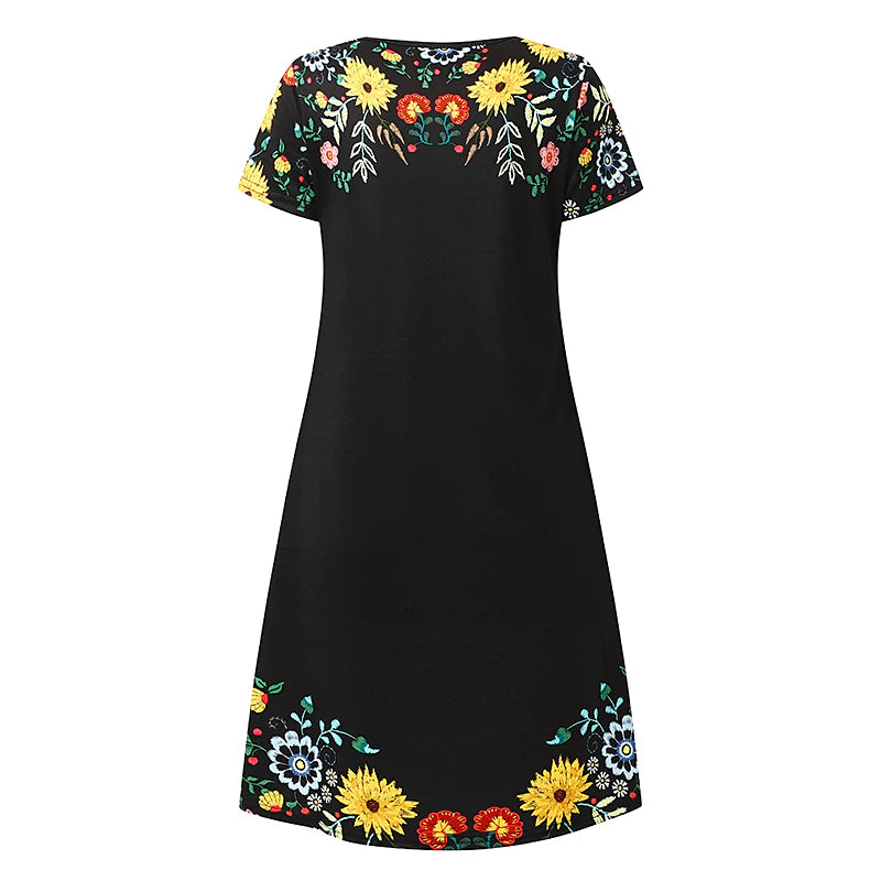 Women's Casual Dress Shift Dress Floral Ruched Print Square Neck Mini Dress Daily Vacation Short Sleeve Summer Spring