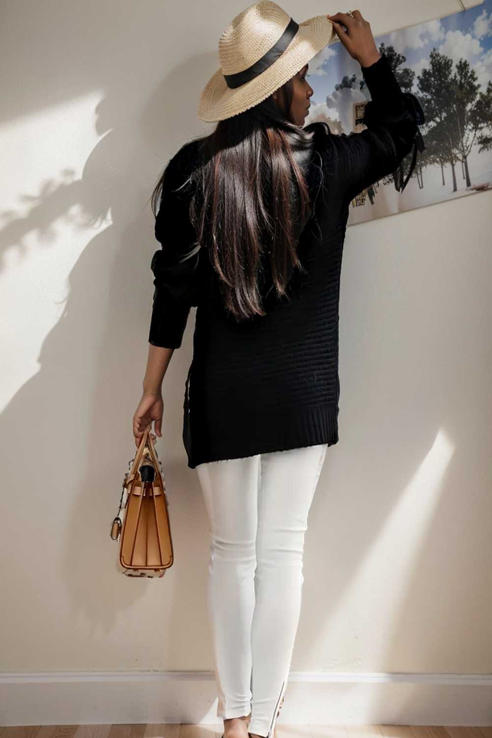 casual chunky knit mock neck long sleeve split pullover sweater 112416