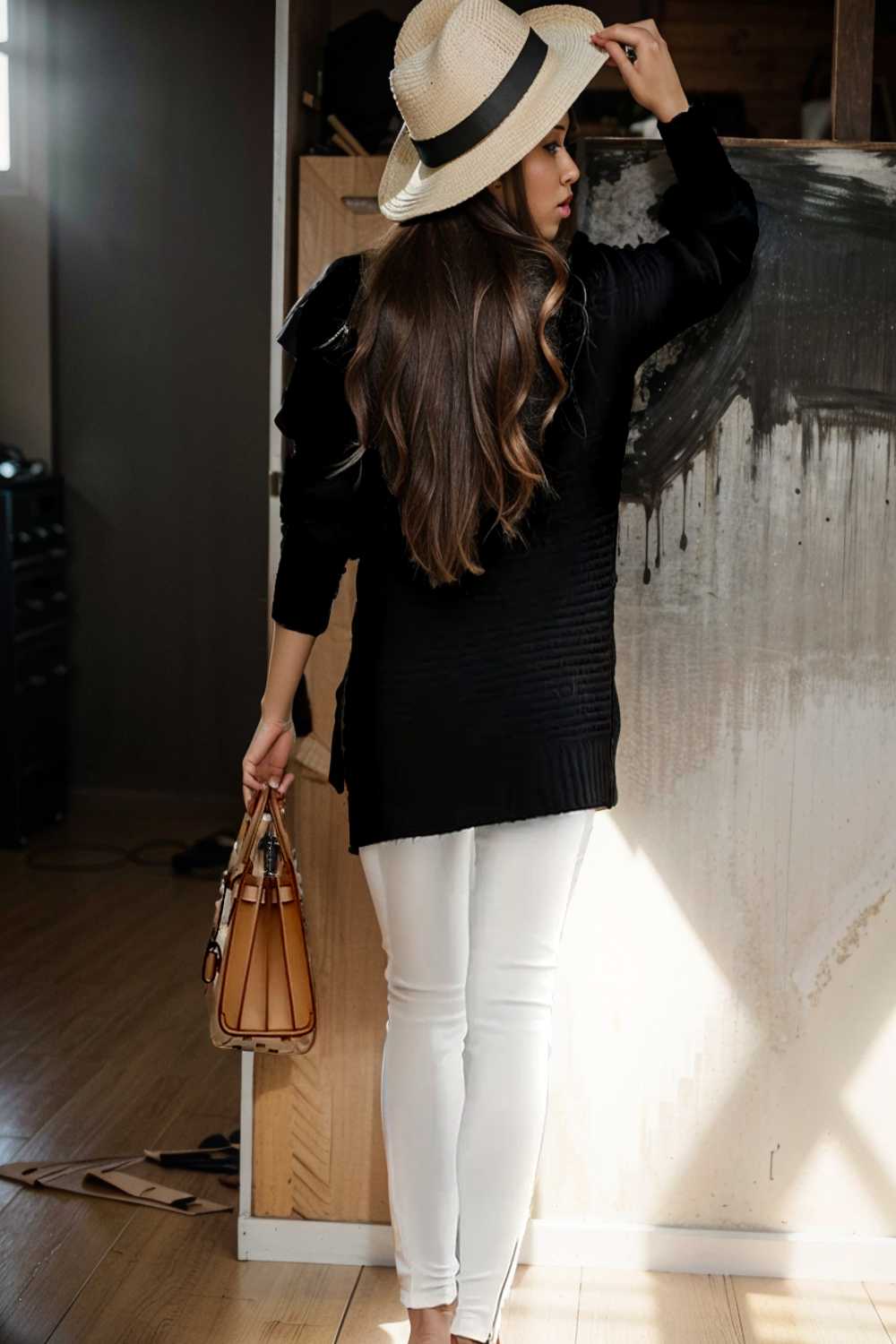 casual chunky knit mock neck long sleeve split pullover sweater 107462