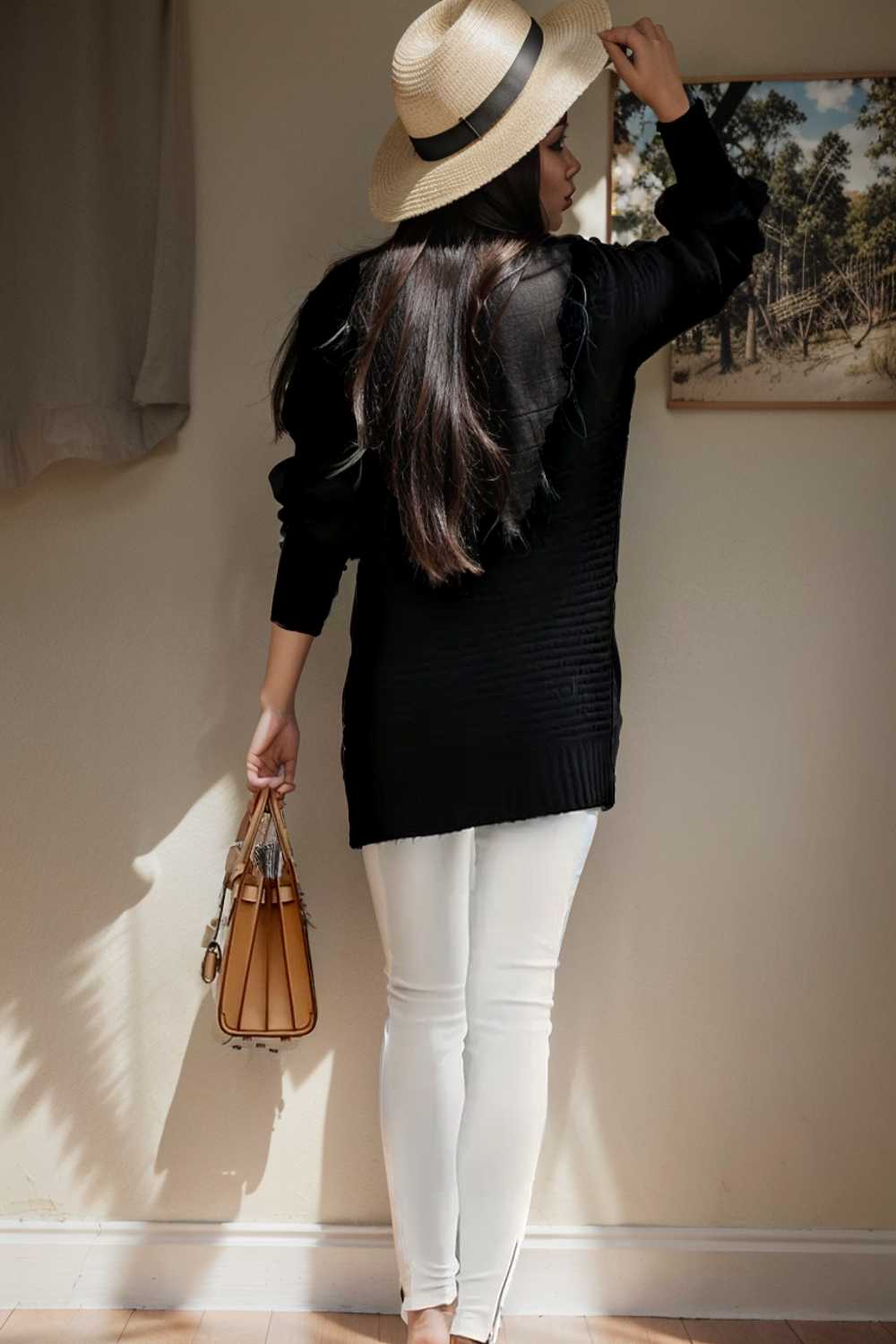 casual chunky knit mock neck long sleeve split pullover sweater 112415