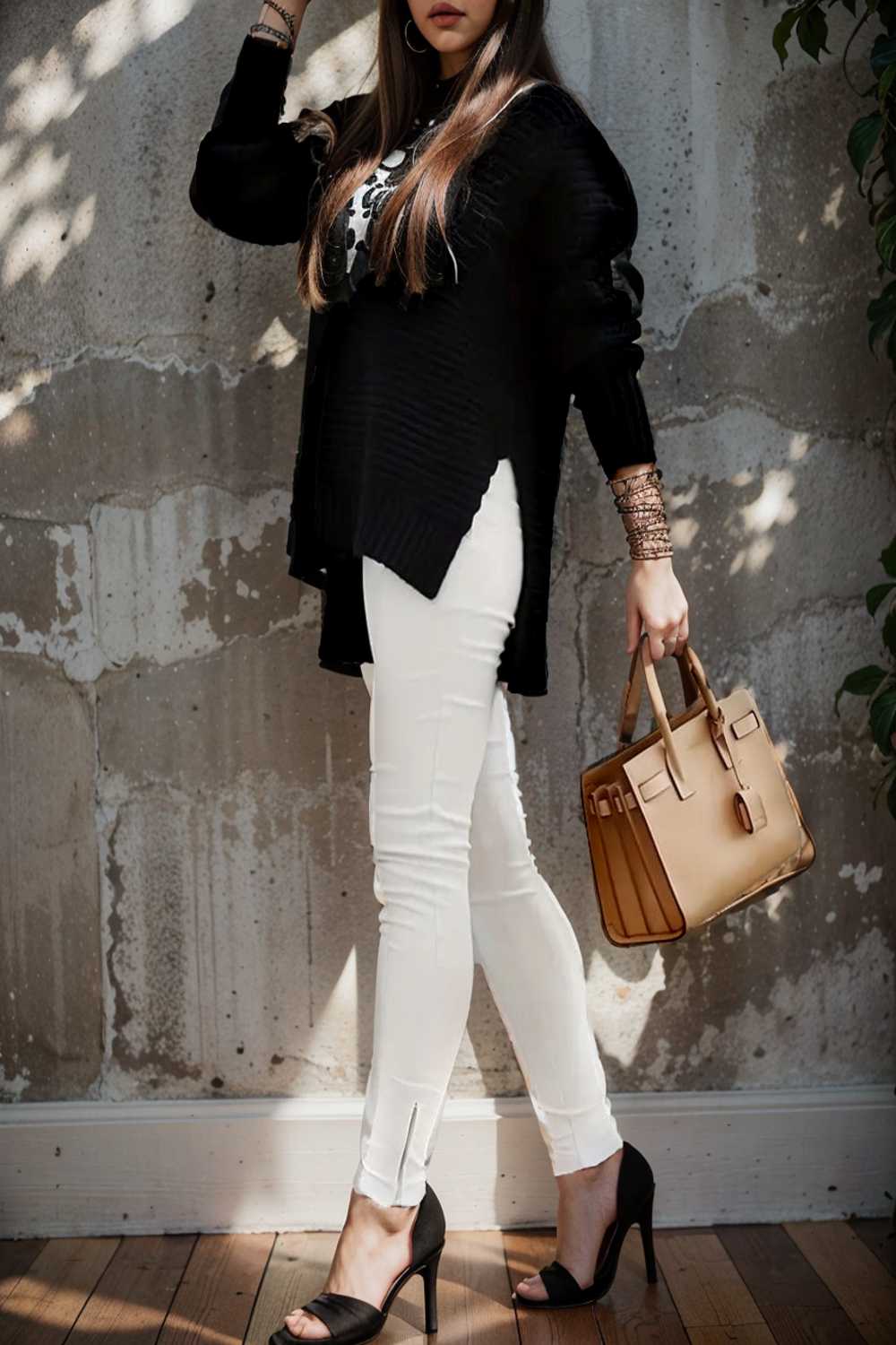casual chunky knit mock neck long sleeve split pullover sweater 107259