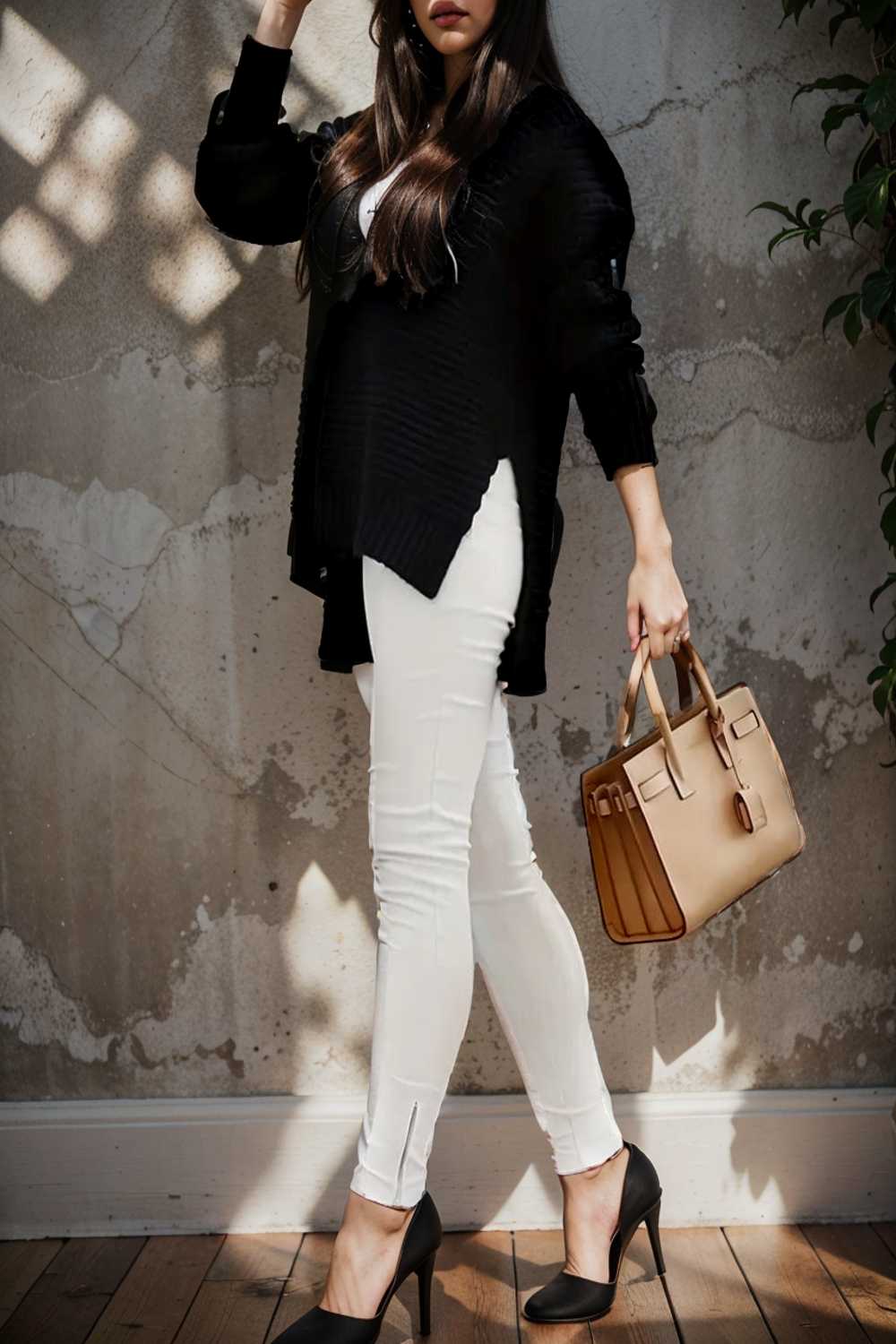 casual chunky knit mock neck long sleeve split pullover sweater 107448