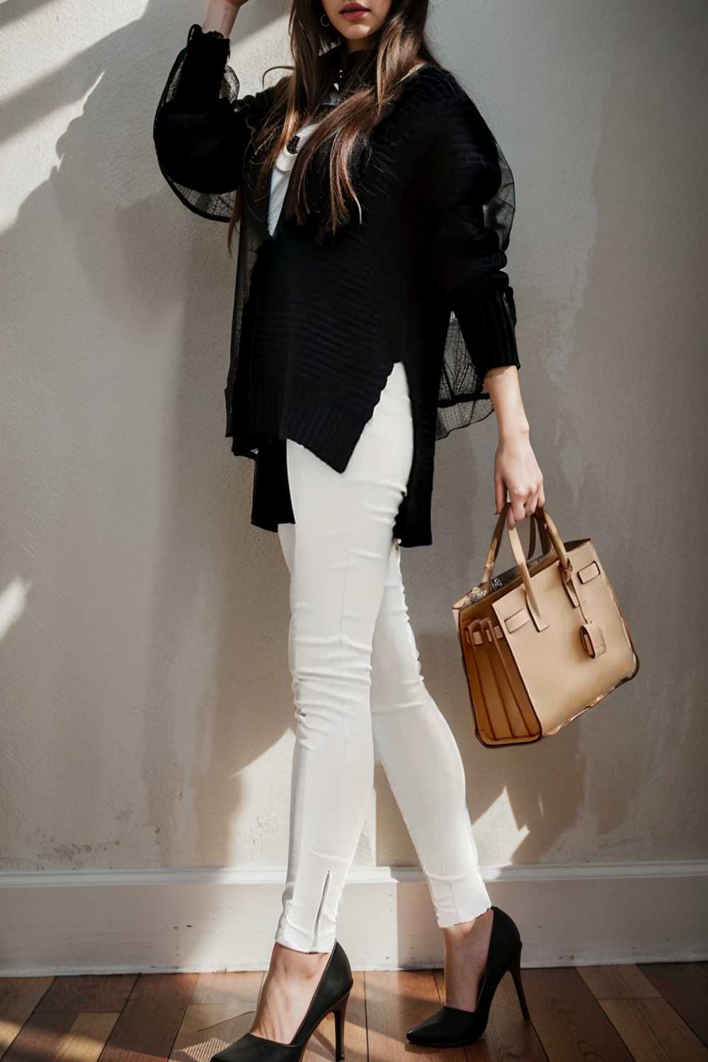 casual chunky knit mock neck long sleeve split pullover sweater 107446