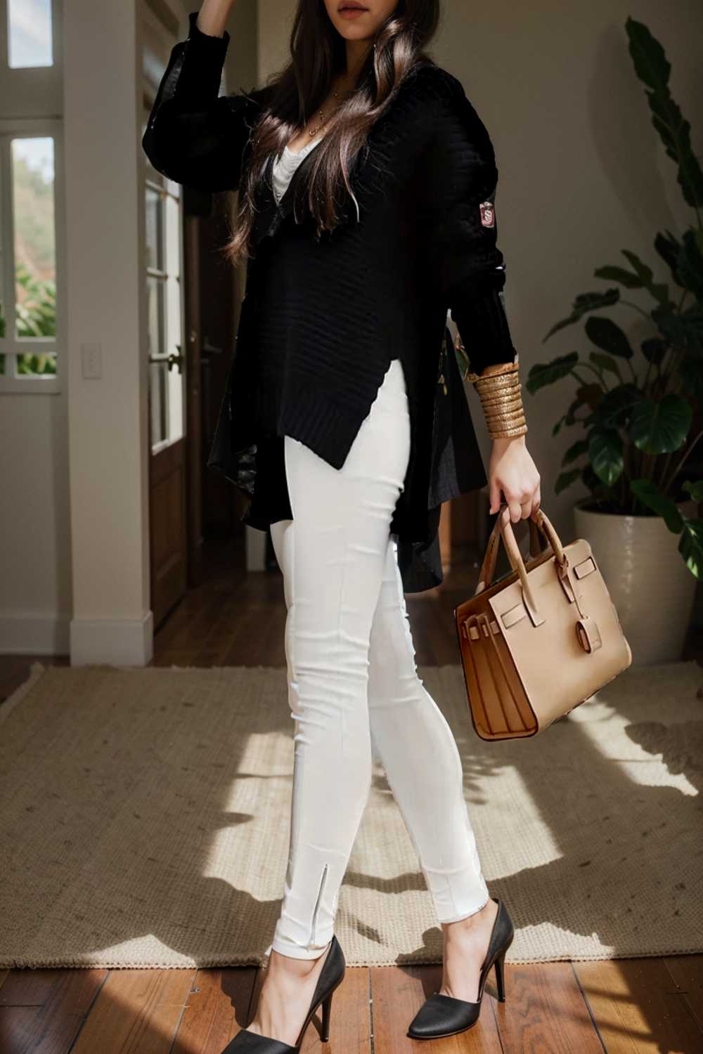 casual chunky knit mock neck long sleeve split pullover sweater 107439