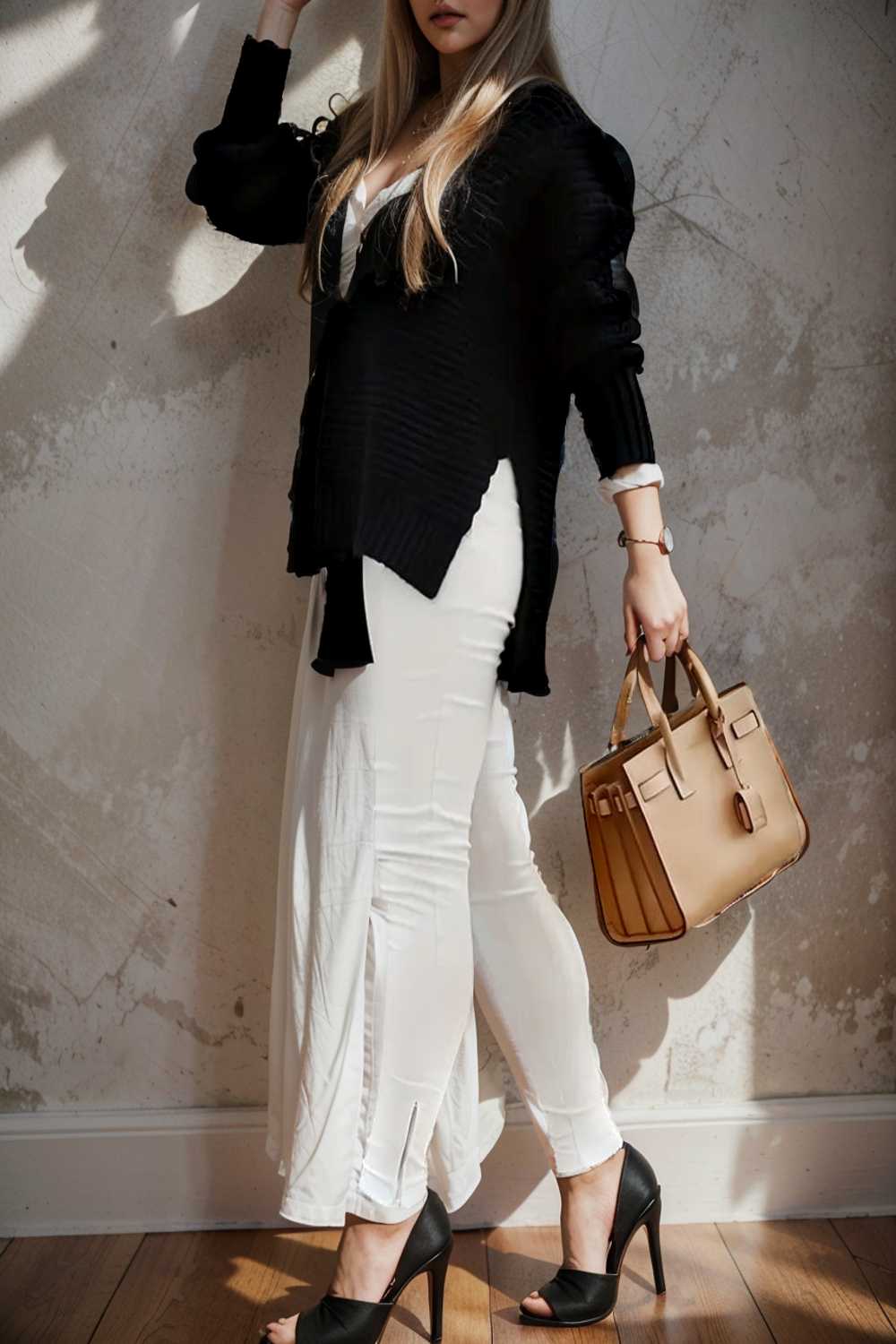 casual chunky knit mock neck long sleeve split pullover sweater 107438