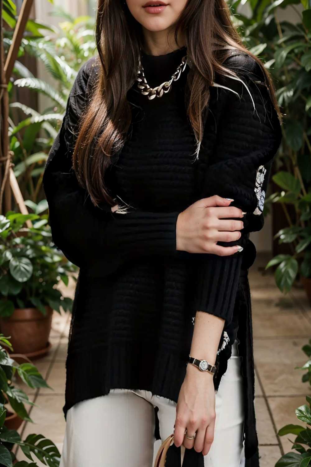 casual chunky knit mock neck long sleeve split pullover sweater 112744