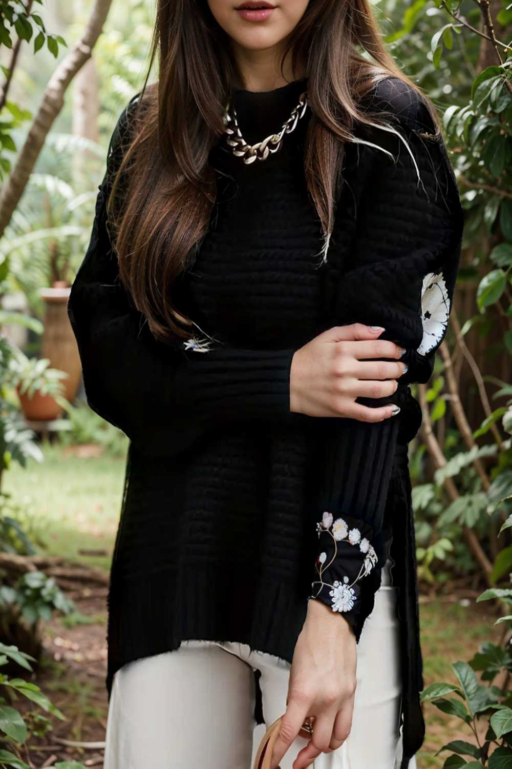 casual chunky knit mock neck long sleeve split pullover sweater 107418