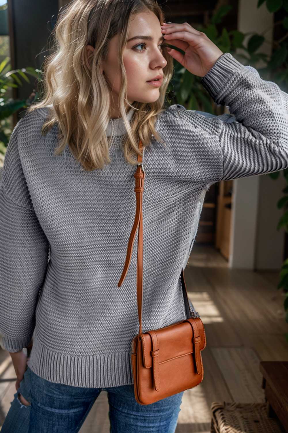casual chunky knit mock neck long sleeve split pullover sweater 112521