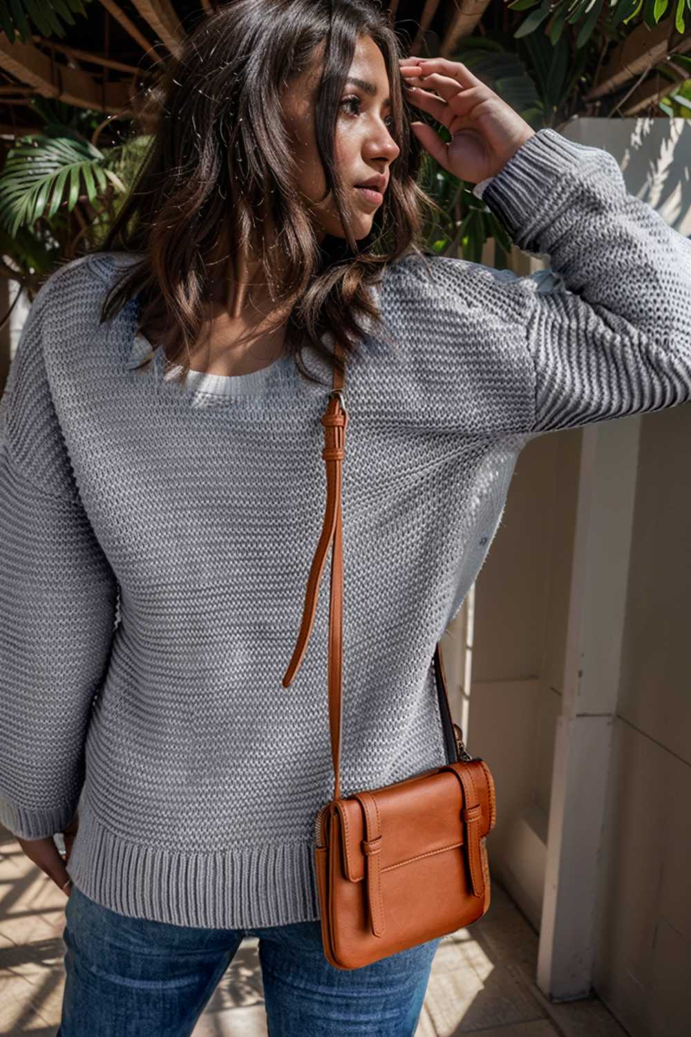 casual chunky knit mock neck long sleeve split pullover sweater 112516