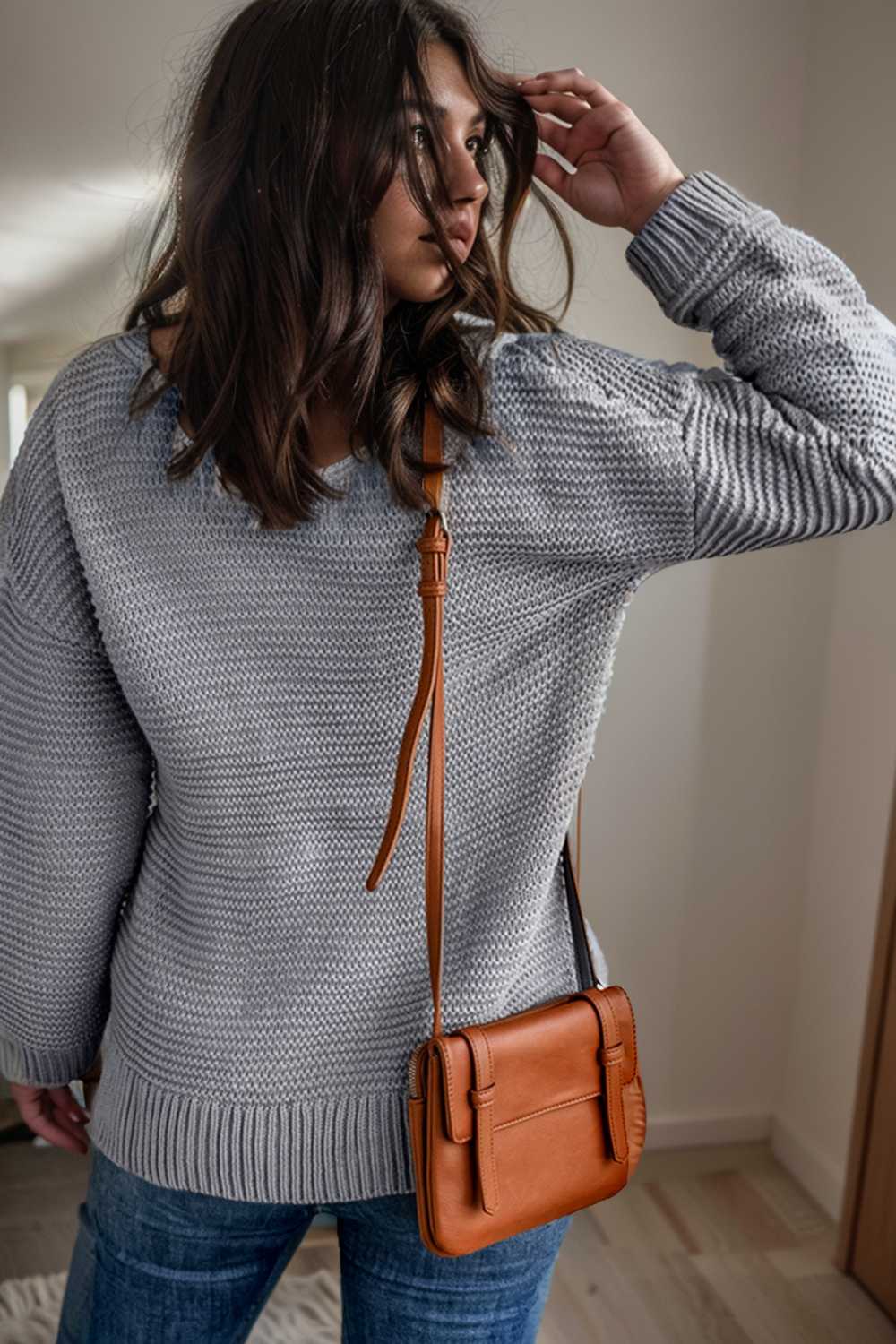 casual chunky knit mock neck long sleeve split pullover sweater 112515