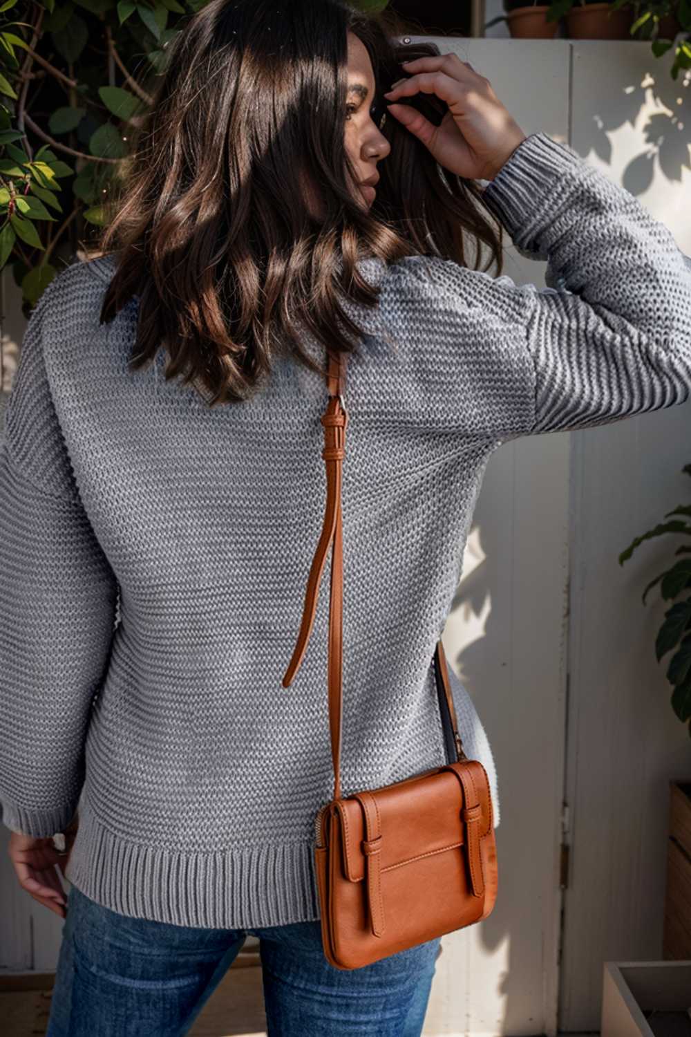 casual chunky knit mock neck long sleeve split pullover sweater 112510