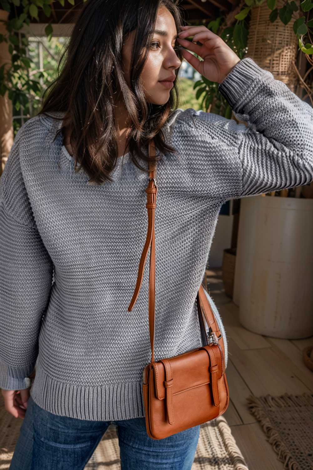 casual chunky knit mock neck long sleeve split pullover sweater 112509