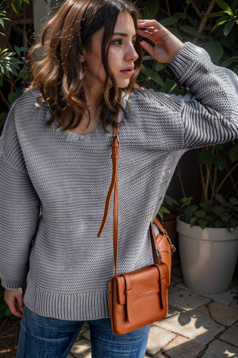 casual chunky knit mock neck long sleeve split pullover sweater 106007
