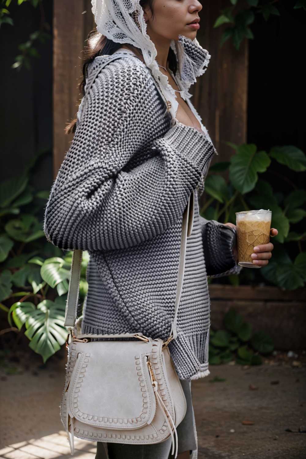 casual chunky knit mock neck long sleeve split pullover sweater 111638