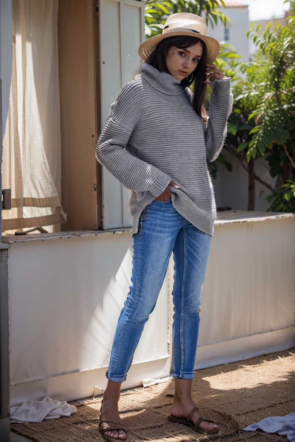 casual chunky knit mock neck long sleeve split pullover sweater 111619
