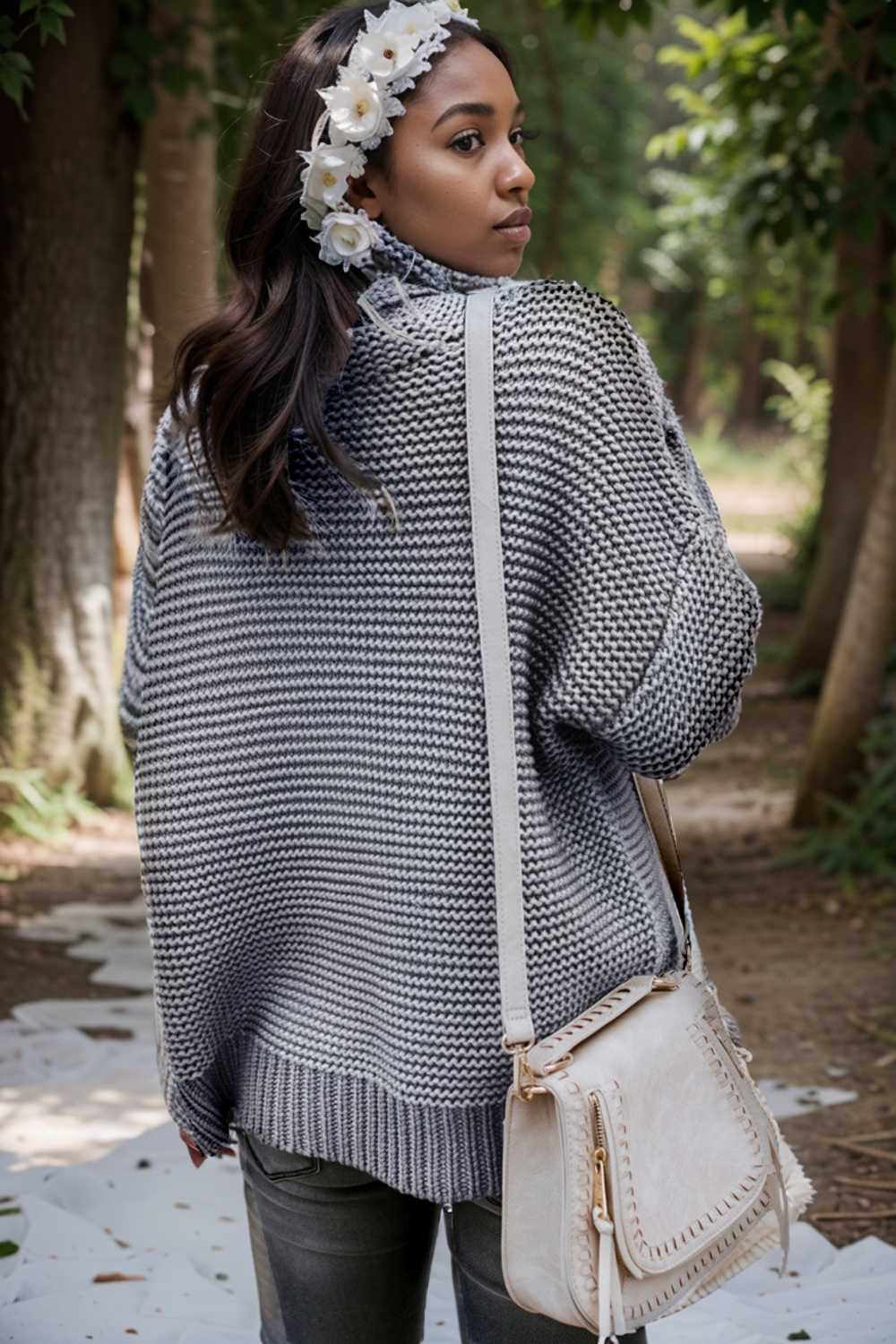 casual chunky knit mock neck long sleeve split pullover sweater 109506