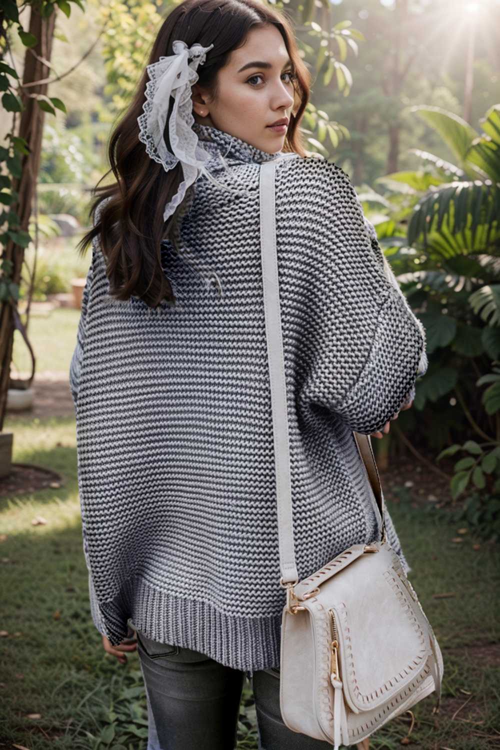 casual chunky knit mock neck long sleeve split pullover sweater 109501