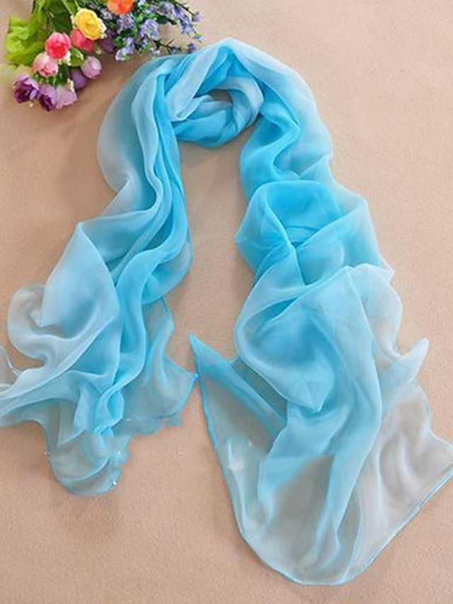 Women's Chiffon Scarf Party Black Scarf Color Block Cute Red Blue Fall Spring - LuckyFash™