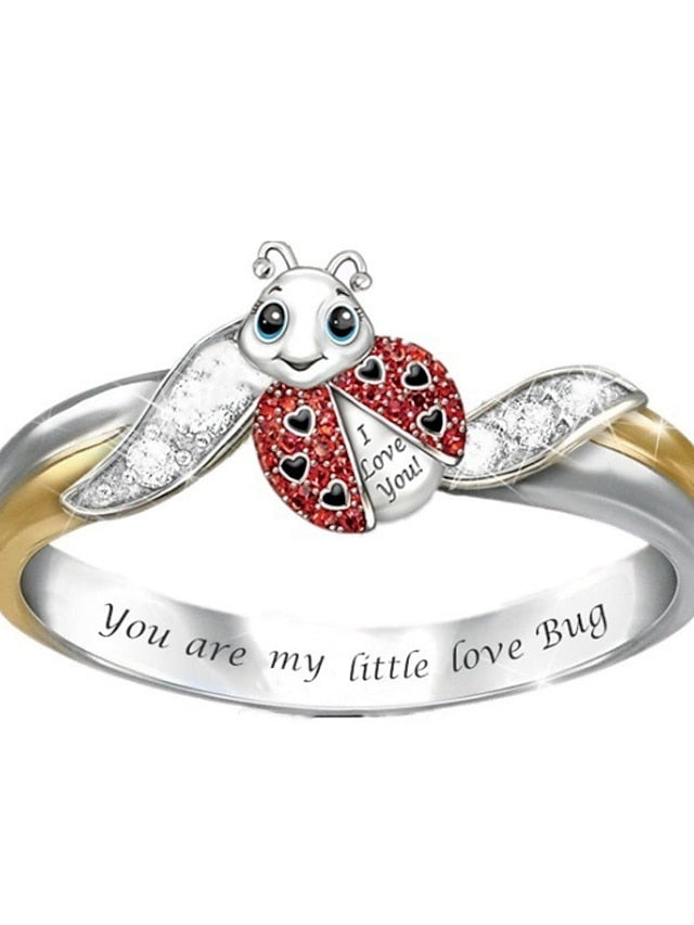 cute unicorn ring women girls engraved statement rings mother daughter cz rhinestone birthstone love jewelry gift - LuckyFash™