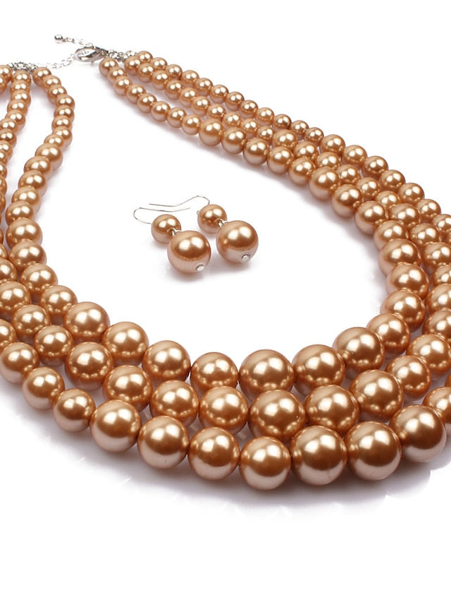 Women's necklace Chic & Modern Party Pure Color Jewelry Sets / Imitation Pearl / White / Red / Purple / Fall - LuckyFash™
