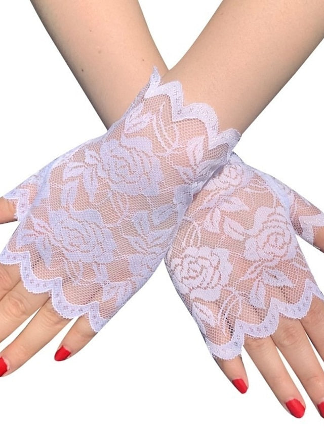 Women's Fingerless Gloves Lace Gloves Wedding Party Evening Gift Polyester Simple Bridal Gloves Sexy 1 Pair - LuckyFash™
