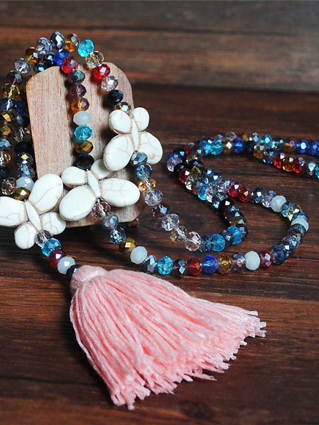 Women's necklace Chic Modern Street Butterfly Necklaces & Color Crystal Bohemia Sweater Necklace / Blue / Pink / Fall / Winter - LuckyFash™