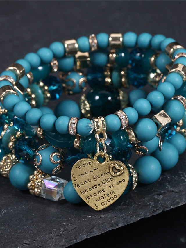 Women's Bracelets Ethnic Style Party Heart Bracelets & Bangles / Imitation Pearl / Black / Red / Fall / Winter - LuckyFash™
