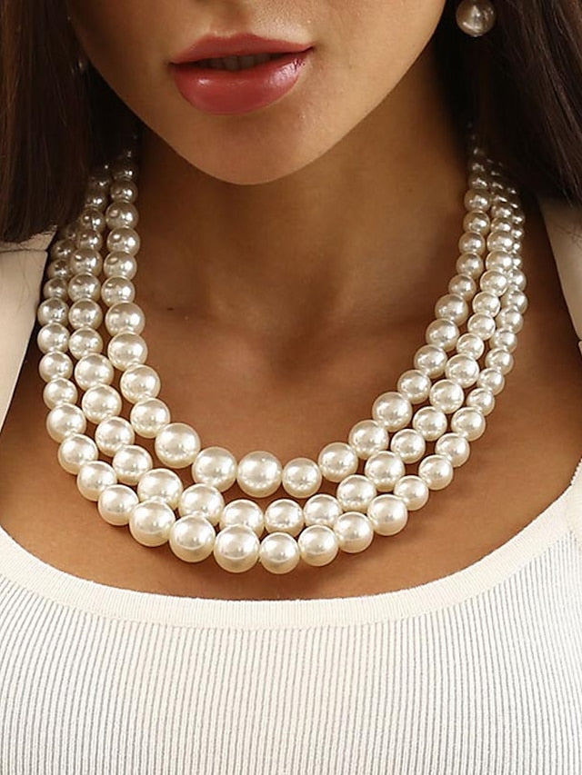 Women's necklace Chic & Modern Party Pure Color Jewelry Sets / Imitation Pearl / White / Red / Purple / Fall - LuckyFash™