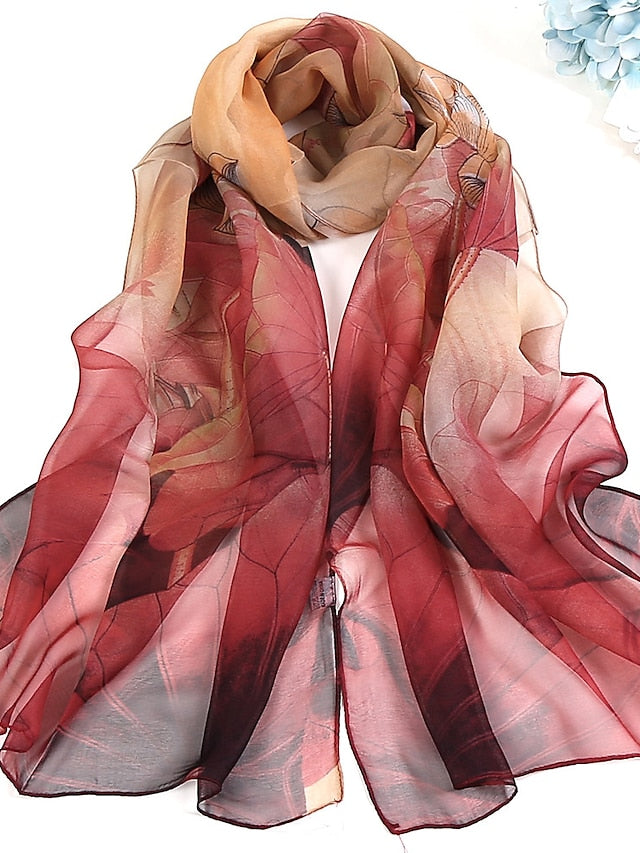 Women's Chiffon Scarf Party Red Scarf Tie Dye / Purple / Fall / Winter / Spring / Summer - LuckyFash™