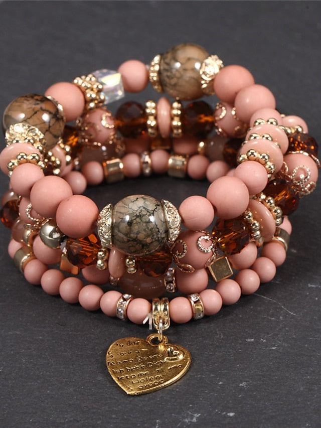 Women's Bracelets Ethnic Style Party Heart Bracelets & Bangles / Imitation Pearl / Black / Red / Fall / Winter - LuckyFash™