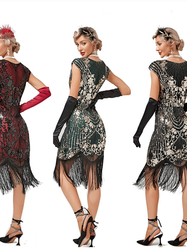 The Great Gatsby Charleston Plus Size Roaring 20s 1920s Cocktail Dress Vintage Dress Flapper Dress Prom Dress Prom Dresses Women's Feather Costume Vintage Cosplay 1 Necklace New Year - LuckyFash™