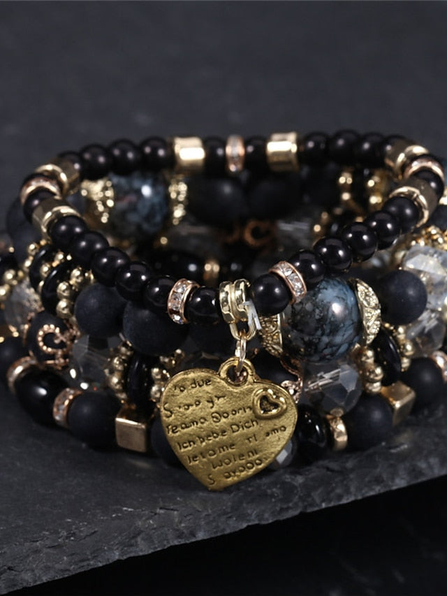 Women's Bracelets Ethnic Style Party Heart Bracelets & Bangles / Imitation Pearl / Black / Red / Fall / Winter - LuckyFash™