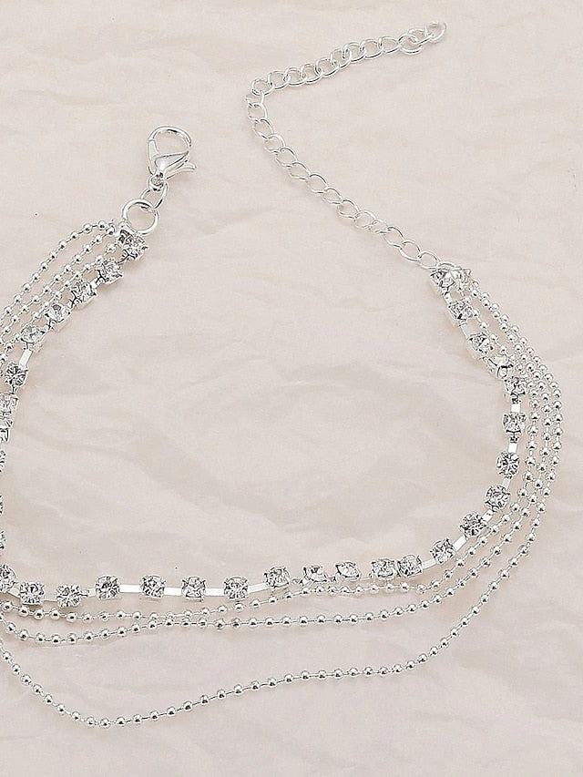Ankle Bracelet Women's Body Jewelry For Holiday Beach Rhinestone Alloy Silver 1 PC - LuckyFash™