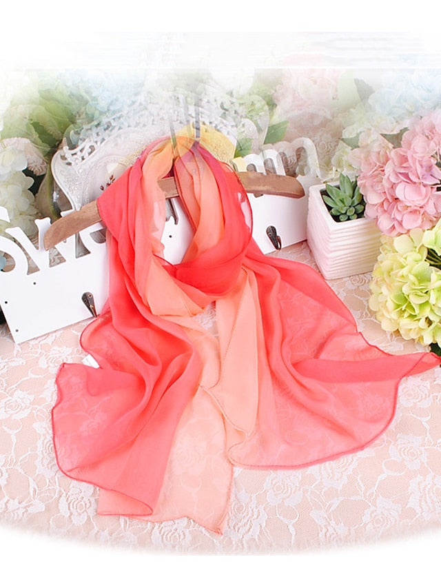 Women's Chiffon Scarf Party Black Scarf Color Block Cute Red Blue Fall Spring - LuckyFash™