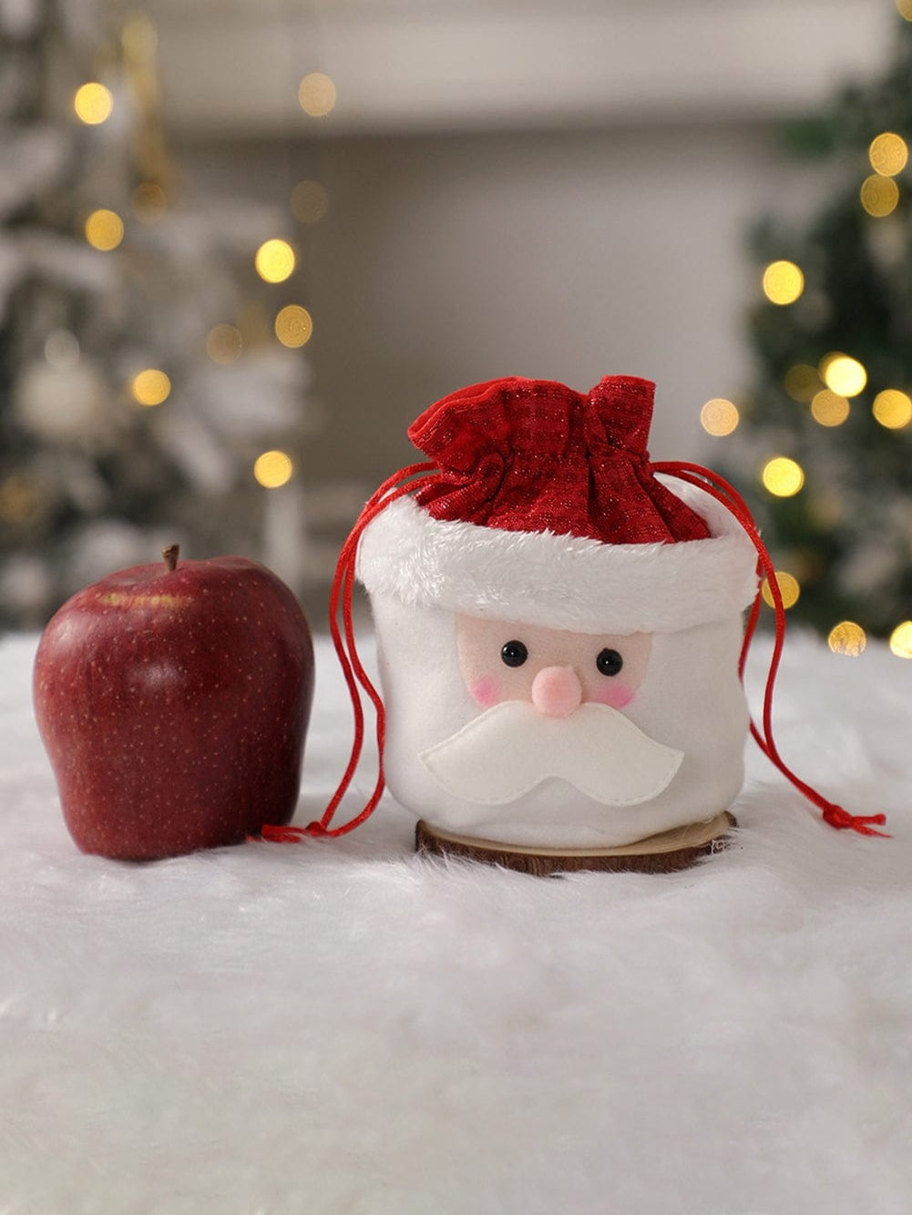 Festive White Santa Claus Christmas Candy Sack